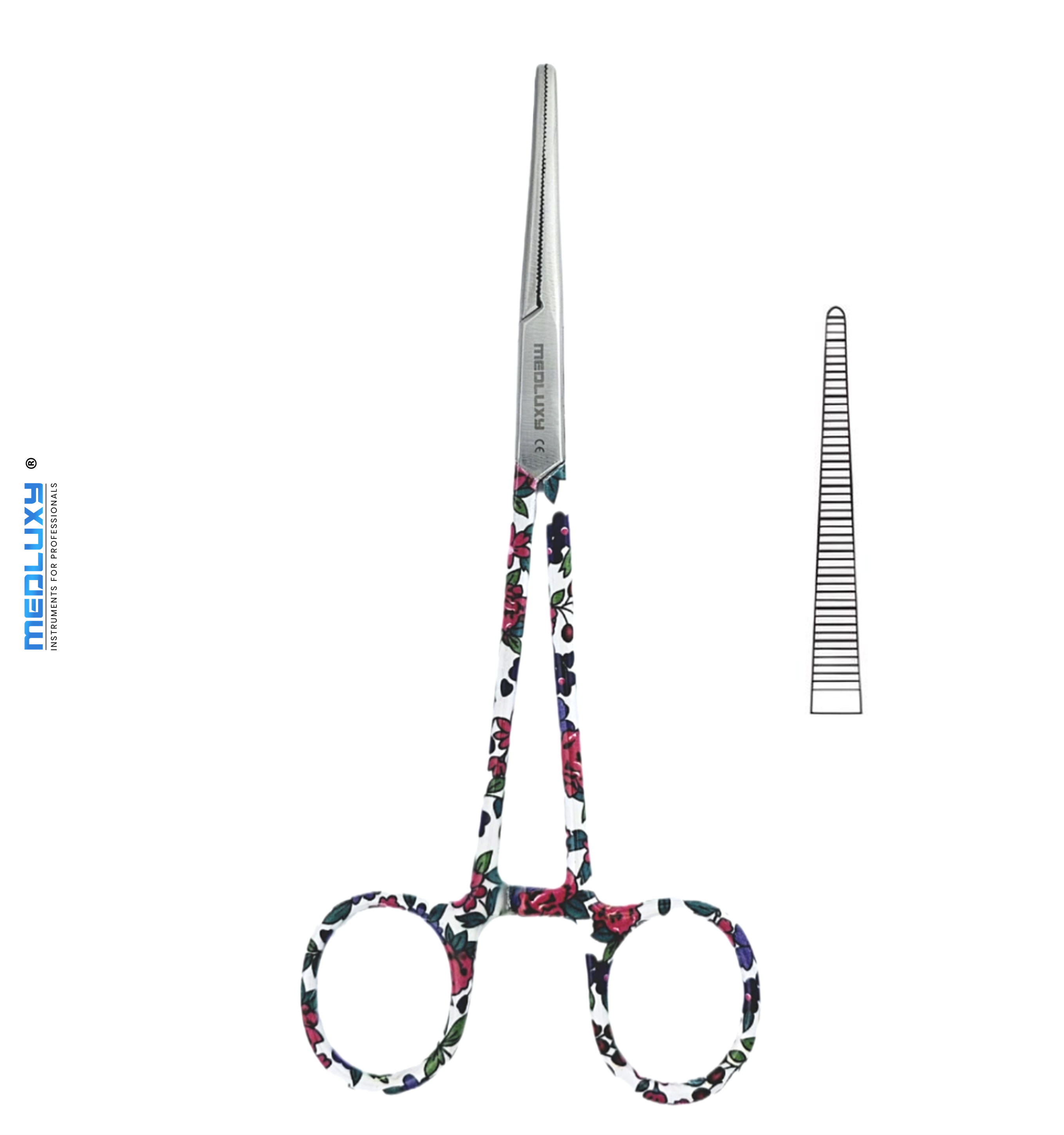 Medluxy - Nursing Scissors Set - High Quality Stainless Steel - Flower Print - Kocher Clamp Scissors Nursing Scissors Bandage Scissors - Nursing Accessories - Gift - First Aid